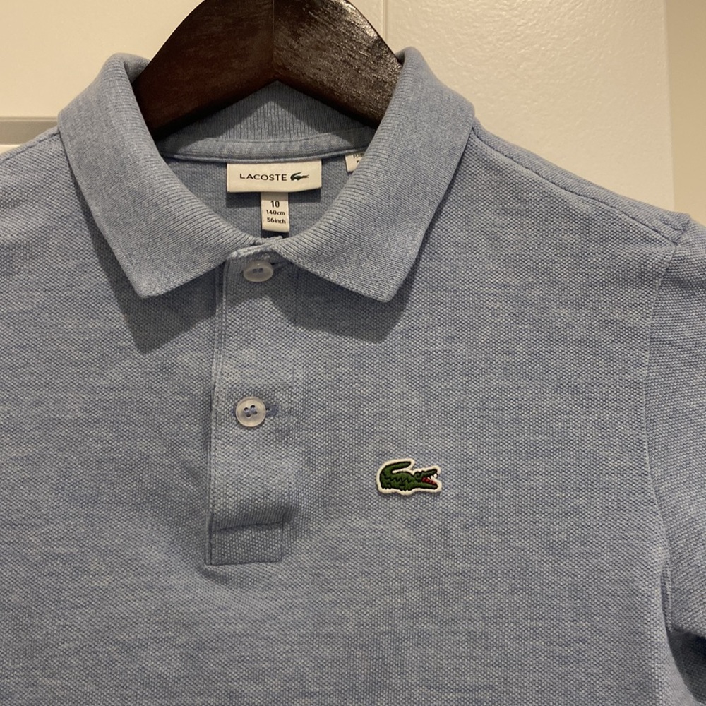 TWO Lacoste shirts for 10YR olds, slim fit, great condition